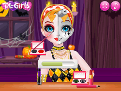 Princess Halloween Makeup HalfFaces Tutorial - Girls - GAMEPOST.COM